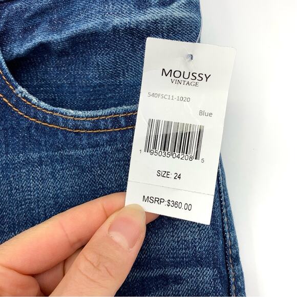 NWT MOUSSY Vintage Wilbur Tapered Mid Rise Jean Blue Denim 24 - Picture 7 of 12